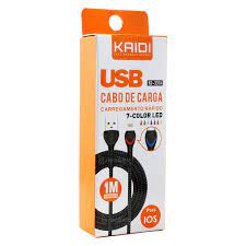  - Cabos  - CARREGAMENTO RPIDO/ 7 COLOR LED - unidade    Cod. CABO USB 1M PARA TIPO C KD-337C