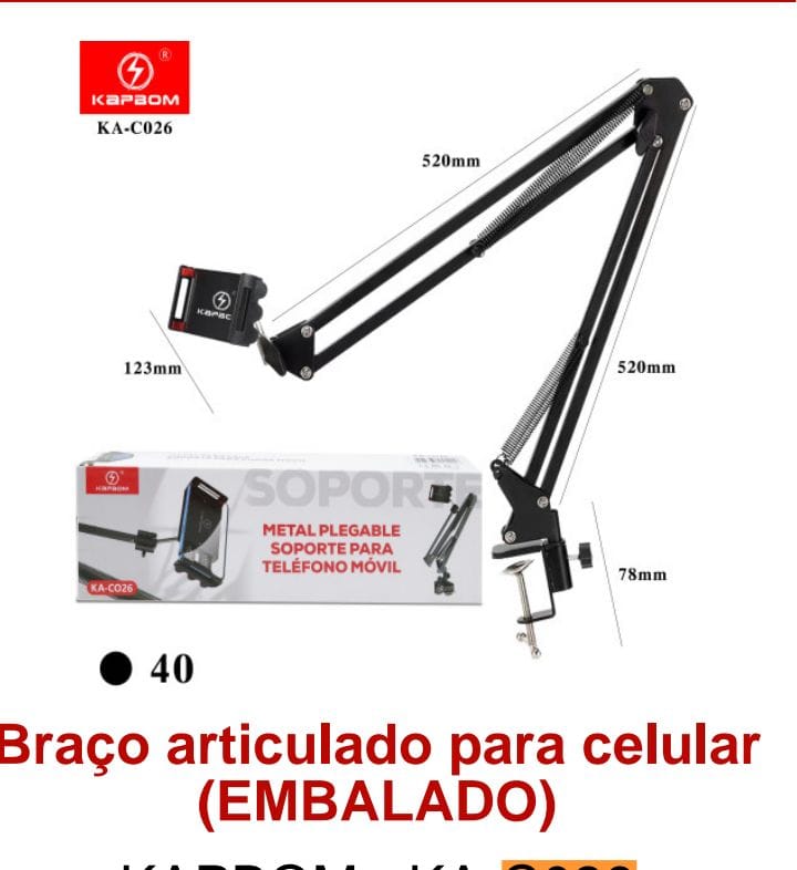  - Suporte - SUPORTE BRAO ARTICULADO KAPBOM    Cod. SUPORTE BRAO ARTICULADO KA-C026