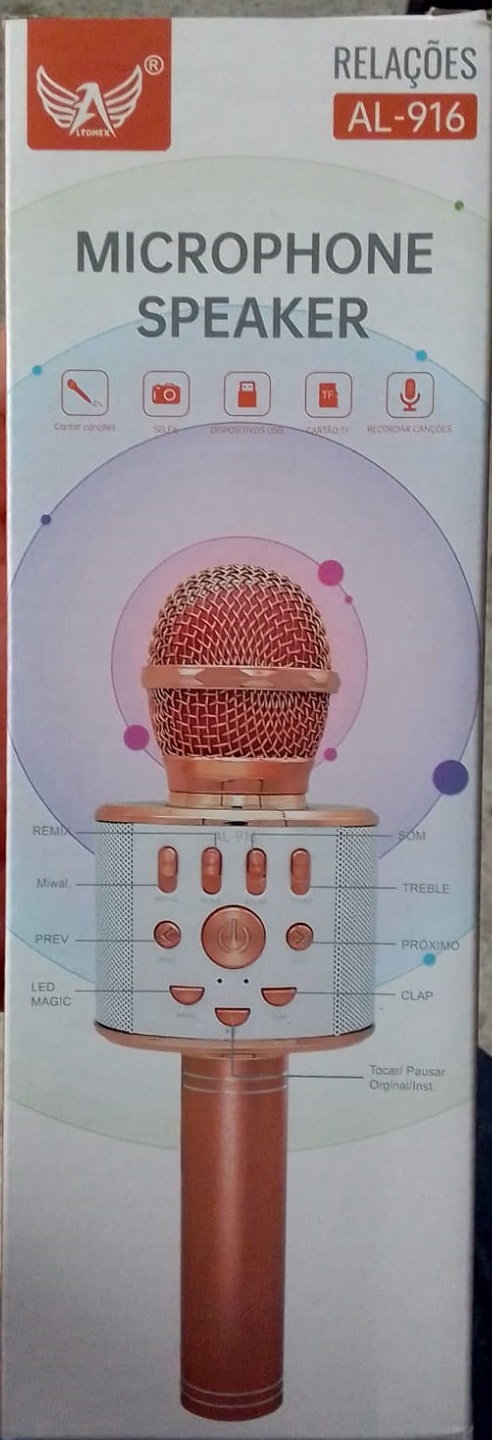  - Microfone - unidade    Cod. Microfone Karaok com Caixa de Som AL-916