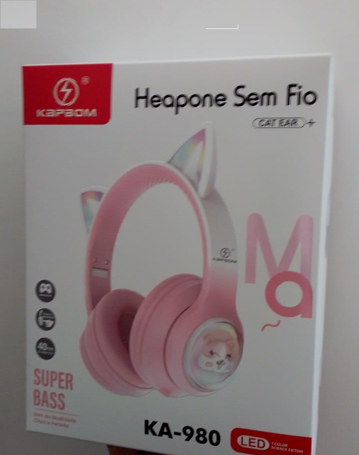  - Headphone    Cod. HEADPHONE SEM FIO ORELHA GATO KA-980 B