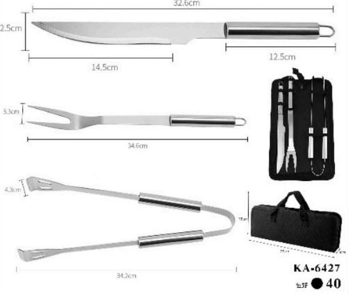  - Itens para cozinha    Cod. KIT DE CHURRASCO EM AO INOX 3 PEAS KA-6427