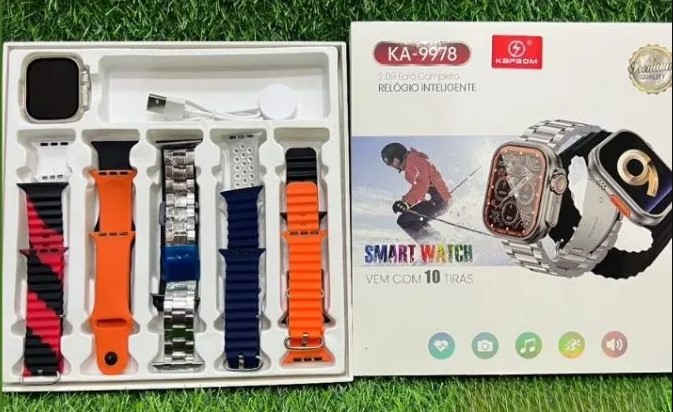  - Relgios    Cod. RELOGIO SMARTWATCH 10 PULSEIRAS 49MM KA-9978