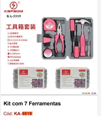  - Parafusadeira - loja c3    Cod. KIT COM 7 FERRAMENTAS KA-5519