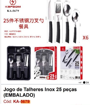  - Itens para cozinha - loja c3    Cod. JOGO DE TALHERES 25 PEAS KA-5679