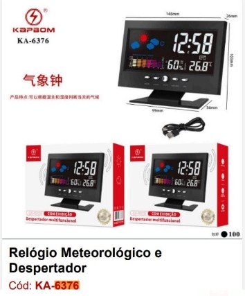  - Relgios - loja c3    Cod. RELOGIO DESPERTADOR METEOROLOGICO KA-6376