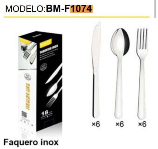  - Itens para cozinha - LOJA C3    Cod. FAQUEIRO INOX 18 EM 1 BM-F1074