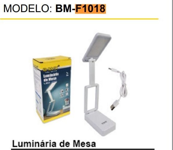  - Luminaria - LOJA C3    Cod. LUMINARIA DE MESA BM-F1018