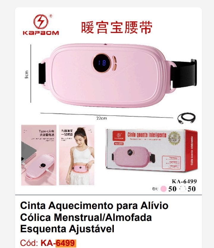  - Beleza - LOJA C3    Cod. cinta de aquecimento para colica ka-6499